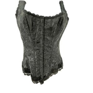 Fredericks of Hollywood Size 34 S M Corset Goth Lolita Black Hook Lace Up Satin